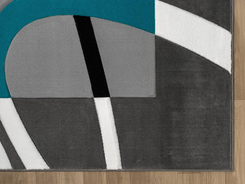 Abstract 3D Wave Lined Carved Modern Area Rug - Multicolor